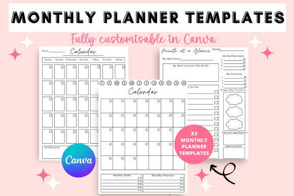 Download Monthly Planner Canva Templates - Monthly planner Collection