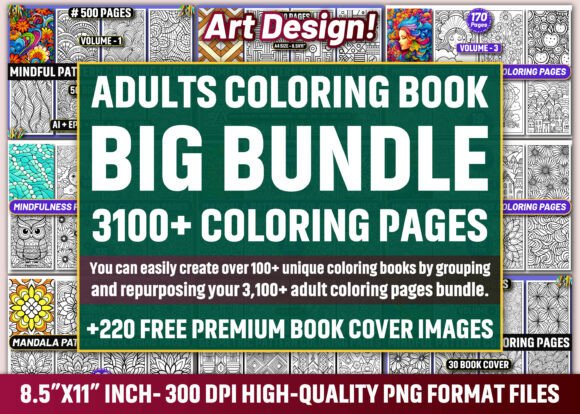 Download 3100+ Adults Coloring Pages Mega Bundle - Premium Resources