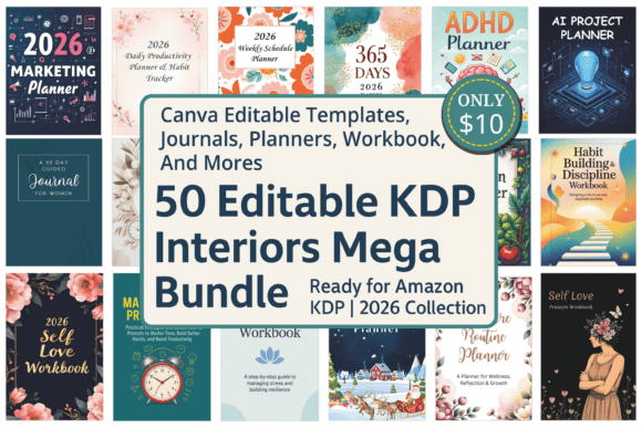 Download 50 Editable KDP Interiors Mega Bundle - Premium Bundle