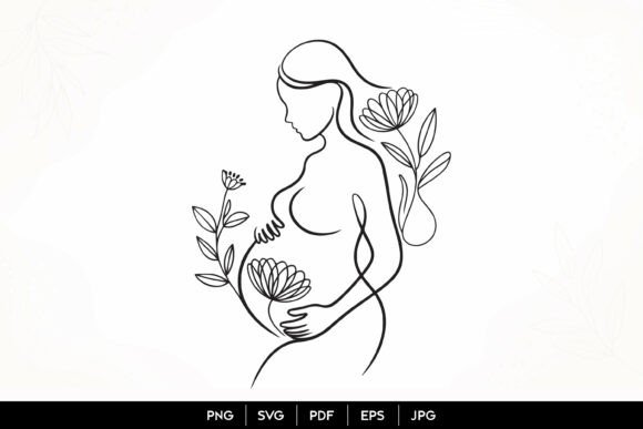 Download Floral Pregnancy Line Art SVG - Pregnancy Collection